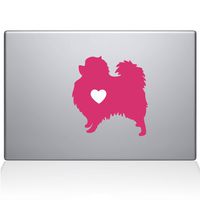 The Decal Guru Pomeranian Love Silhouette Decal Vinyl Sticker, 15" MacBook Pro (2015 & Older Models), Pink (2336-MAC-15P-BG)