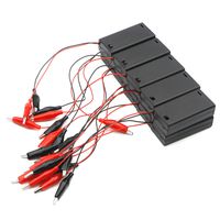 Senmod 3V Battery Holder Storage Case Box 2 x 1.5V AA Batteries Wired ON/Off Switch Alligator Clip Pack of 10