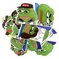Funny Waterproof Sticker Vinyl Cute - Child Girl Teen Adult Pepe Frog Sticker Motorcycle Bike Skateboard Guitar Suitcase Laptop iPad Phone Case Graffiti Kettle Sticker (17pcs)