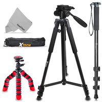 Xtech Triple Tripod Kit with 72" Inch Tripod + 72" inch Monopod + 12" Flexible Tripod for Canon Canon EOS Rebel T7i T7 T6i T6S T6 T5i T5 EOS 80D 77D 70D EOS 9000D 800D 760D 750D, EOS 6D Mark II EOS 5D