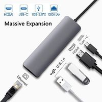 USB C Adapter Hub for MacBook Air 2019/2018,MacBook Pro 2019/2018/2017/2016, iPad Pro 2019/2018,Dongle with HDMI 4K,Type-C(Thunderbolt 3) PD Charging,Gigabit Ethernet,2xUSB 3.0 Dock