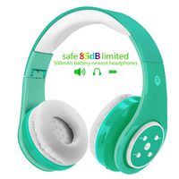 Kids Wireless Bluetooth Headphones Volume Limited 85db Stereo Sound Over-Ear Foldable Lightweight Children Headphones with Mic SD Card Slot up to 6-8 Hours Play time for Boys Girls Adults (Green)