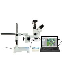OMAX 3.5X-90X 18MP USB3 Zoom Trinocular Stereo Microscope on Boom Stand with 144 LED Ring Light