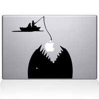 The Decal Guru Gone Fishing MacBook Decal Vinyl Sticker - 13" MacBook Air - Black (0149-MAC-13A-BLA)