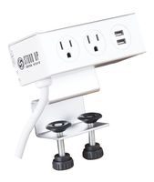 Desk Power Desktop Charging Station 2 Port USB Charger Station and 2 Outlet Power Strip with 10-Foot Cord, White Finish