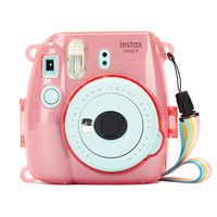 Phetium Protective Case Compatible with Fujifilm Instax Mini 9 Mini 8/8+ Instant Camera, Hard PVC Protective Cover with Adjustable Shoulder Strap (Shining Flamingo Pink)