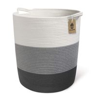 Goodpick 17.8" x 15.8" x 13.8" Gray Baby Laundry Basket - Thread Cotton Rope Basket - Toy Storage Organizer - Tall Woven Basket Toy Storage -Baby Laundry Hamper Nursery Decor