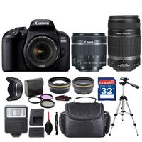 Canon EOS 800D / Rebel T7i DSLR Camera with EF-S 18-55mm f/4-5.6 is STM & EF-S 55-250mm f/4-5.6 is II Lens + Deluxe Accessory Bundle