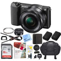 Sony Alpha a5100 24.3MP HD 1080p Mirrorless Digital Camera with 16-50mm Lens Black Bundle with 16GB Memory Card, Camera Bag, Paintshop Pro 2018, 40.5mm Filter and Camera Battery