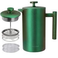 Secura French Press Coffee Maker, 304 Grade Stainless Steel Insulated Coffee Press with 2 Extra Screens, 34oz (1 Litre), Green