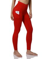 ODODOS Women's High Waist Yoga Pants with Pockets,Tummy Control,Workout Pants Running 4 Way Stretch Yoga Leggings with Pockets,Red,XX-Large