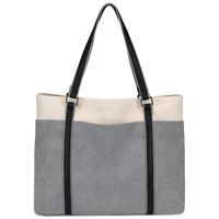 Gywon Women's Work Tote Laptop Shoulder Bag Canvas Totes Leather Handle Handbag Purse Briefcase Fits 15.6 inch Computer for School Business Office Travel Beach