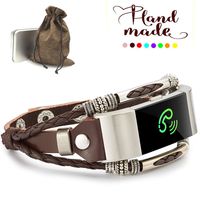 Marval.P Compatible with Fitbit Charge 2 Bands, Handmade Leather DIY Band, Replacement Bracelet Strap, Wristbands with Size, Fashion Wrist Band Straps