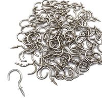 50Pcs 7/8 Inches Brass Plated Ceiling Hooks Cups Screw Hooks Silver