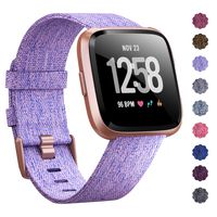 KIMILAR Compatible Fitbit Versa Bands, Women Men Large Small Woven Fabric Breathable Accessories Strap Compatible Fitbit Versa Smart Watch (Light Purple, Small(5.5"-7.5"))