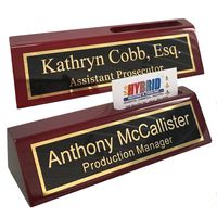 Personalized Engraved Business Desk Name Plate with Card Holder