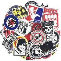 Music Band Laptop Stickers 50Pcs Pack Rock Guitar Stickers Waterproof Vinyl Water Bottle Computer Notebook Car Skateboard Motorcycle Bicycle Luggage Bike Decal