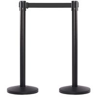 CCW Series RBB-100- Set of 2 Stanchion Retractable Belt Barriers- Easy to Assemble, No Tools Required (10 Foot Belt, Black Belt with Black Post)