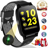 Dreamoo 1.5'' Bluetooth Sport Watch Fitness Tracker Smart Watch Blood Pressure Heart Rate Monitor Run Pedomter Touch Screen Wristband Phone Call & SMS Remind Android iOS Bithday for Men Women