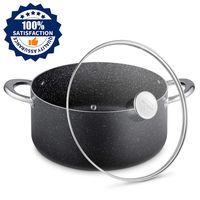 Stock Pot 6 Quart, Nonstick Dutch Oven with Tempered Glass Lid, Stone-Derived Granite Coating No-stick Cooking Pot, Induction Compatible, Oven Safe, Dishwasher Safe/Gift Box Included
