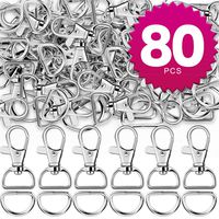 Teenitor Swivel Snap Hooks, 40Pcs Large Size Keychain Hooks (25mm in ID, 38.5mm in Length) and 40pcs D Rings for Lanyard and Sewing Projects (25mm in Inside and 3mm in Thickness)