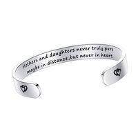 Inspirational Bracelet Cuff Bangle Best Friend Sister Gift Mantra Quote Stainless Steel Engraved by SAM & LORI (Mothers and daughters never truly part maybe in distance but never in heart)