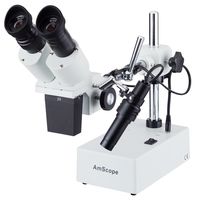 AmScope SE420Y Professional Binocular Stereo Microscope, WF10x and WF15x Eyepieces, 20X and 30X Magnification, 2X Objective, Tungsten Lighting, Boom-Arm Stand, 110V-120V