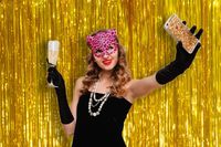 Pack of 3 Gold Metallic Tinsel Foil Fringe Curtains 3 x 8 Feet Photo Booth Props for Valentine Day Birthday Wedding Engagement Baby Shower Graduation Retirement Party Decorations