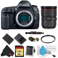 Canon EOS 5D Mark IV DSLR Camera (Body Only) Basic Filter + Memory Kit w/ 24-70mm F/2.8L II USM Lens - International Model