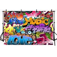 MEHOFOTO Hip Hop 80s 90s Themed Graffiti Party Decoration Photography Backdrops Props Portrait Personalized Photo Studio Booth Background Banner 7x5ft