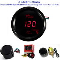 2" 52mm 120 PSI Digital Red LED Oil Pressure Gauge With Sensor Auto Car Motor