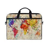 VIKKO Colorful Vintage World Map Laptop Bag for Most 11.6-14inch Laptops/Tablets/Ultrabooks, Stylish Shockproof Laptop Case Sleeve Briefcase Computer Bag with Shoulder Strap