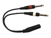 9 Inch Long 1/4 Inch Stereo TRS Female to 2 X 1/4 Inch Male Mono Y Splitter Cable