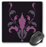 3dRose LLC 8 x 8 x 0.25 Inches Mouse Pad, Purple/Gray Art Nouveau Design on Black (mp_45413_1)
