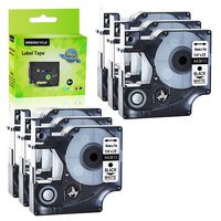 GREENCYCLE 6PK Black on White Label Tape Compatible for Dymo D1 43613 1/4 Inch LabelWriter 450 Duo Labeling Maker