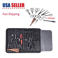 ASfairy 10 Piece Bonsai Tools Kit with Case, Carbon Steel Scissor Cutter Shear Set Garden Plant Tools Shears Tree Nylon Case