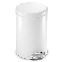 simplehuman 4.5 Liter / 1.2 Gallon Stainless Round Bathroom Step trash can, White Steel