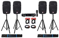 Man Cave Audio System w/(4) 12 12000w Speakers+Stands+2-Ch. Bluetooth Amplifier