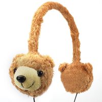 Groove Pal KDZ Kids Headphones Volume Limiting for Toddlers - Wired Headphones for Kids with Comfy Soft Plush Design, 3.5mm AUX Jack, Low Volume Safe - Perfect for Airplane, School, Home (Brown Bear)