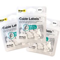 Cable Labels by Wrap-It Storage, Round, White (60 Pack) Write On Cord Labels, Wire Labels, Cable Tags and Wire Tags for Cable Management and Identification for Electronics, Computers and More