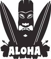 USCLIFESTYLE Hawaii Hawaii Aloha Surfboard (Black) (Set of 2) Premium Waterproof Vinyl Decal Stickers for Laptop MacBook Phone Tablet Helmet Car Window Bumper Mug Tuber Cup Door Wall Decoration