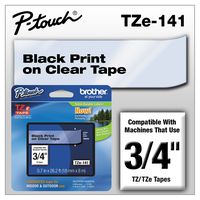 Brother TZe-141 Labelling Tape Cassette, Black on Clear, 18 mm (W) x 8 m (L), Laminated, Brother Genuine Supplies