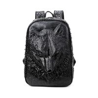 Aibag Personalized 3D Wolf PU Leather Casual Laptop Backpack School Bag