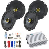 Car Speaker and Amp Combo: 4x Kicker CSC5 450-Watt 5-1/4" Inch CS Series 2-Way Car Coaxial Speakers - Bundle With 400-Watts 4-Channel Bluetooth Amplifier, 8-Gauge Amp Wiring Kit