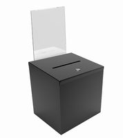 FixtureDisplays Black Metal Donation Box Suggestion Charity Key Drop Fund Raising Sign Holder 11573 11573BLACK