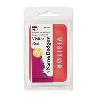 Charles Leonard Labels, Name Badge, Visitor, 3-3/8 x 2-1/4 Inch, Red, 100-Pack (93540)