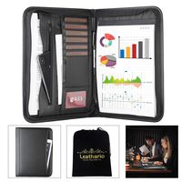 Leathario File Folder Padfolio Writing Pad Business Presentation Folder Portfolio (Black)