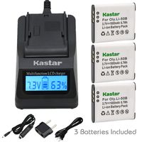 Kastar Fast Charger and Battery (3-Pack) for Olympus LI-50B, LI-50C and Olympus Tough 6000 Tough 6010 Tough 8000 Tough 8010 D-750 D-755 D-760 Traveller SH-21 Traveller SH-25MR SP-720UZ SP-800