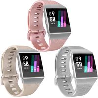 Vancle 3 Pack Rose Gold Silver Bands Compatible with Fitbit Ionic for Women Men, Classic Replacement Accessory Wristbands Compatible with Fitbit Ionic SmartWatch (Rose Gold/Gold/Silver, Large)