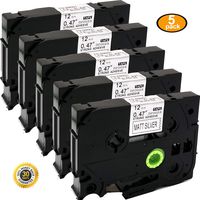 NEOUZA 5PK Great Quality Compatible for Brother P-Touch Laminated Tze Tz Label Tape Cartridge 12mmx8m (TZe-SM931 Extra Strength Black on Matt Silver)